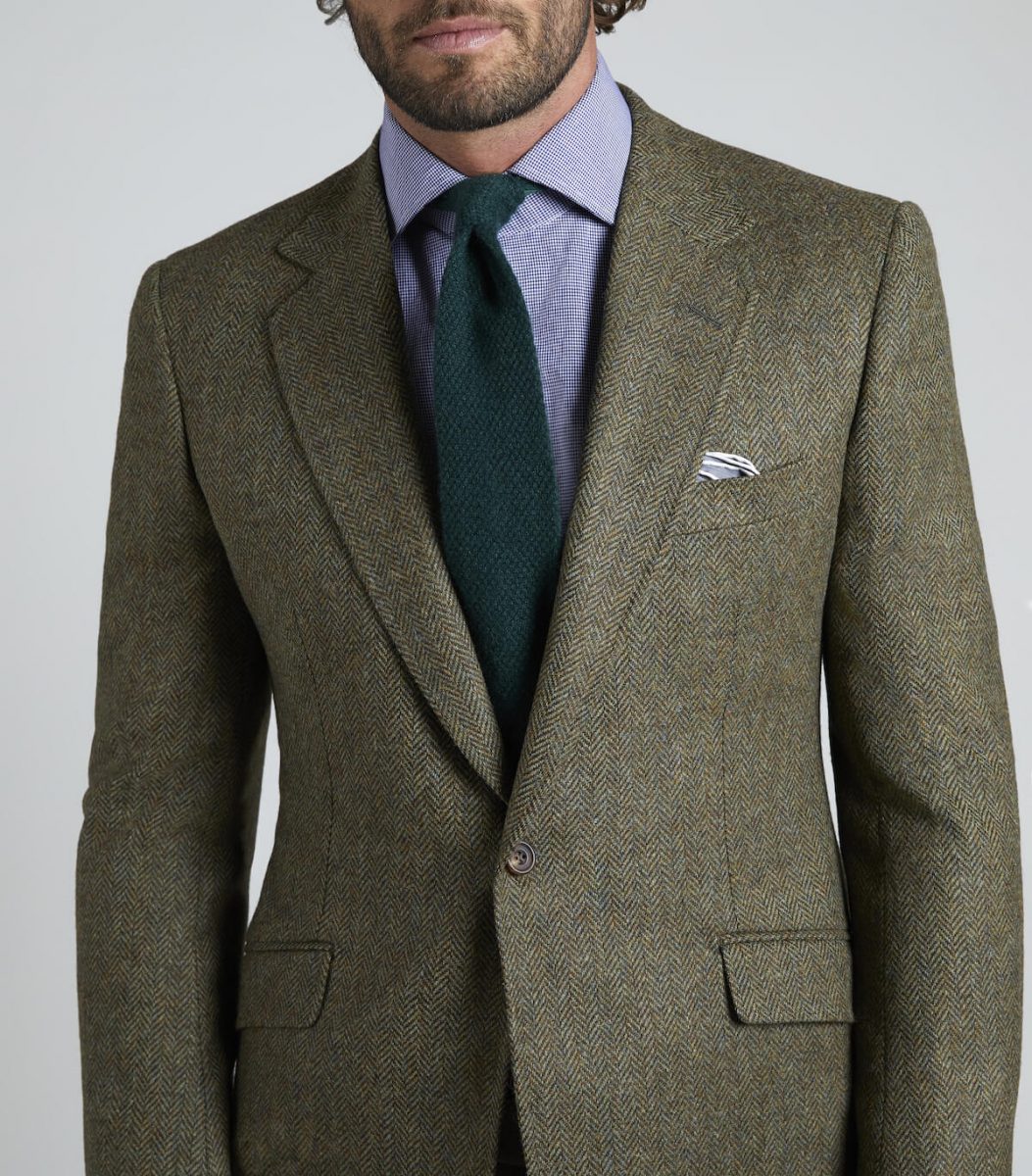 Dark Green Cashmere Fine Knit Straight Tie Huntsman