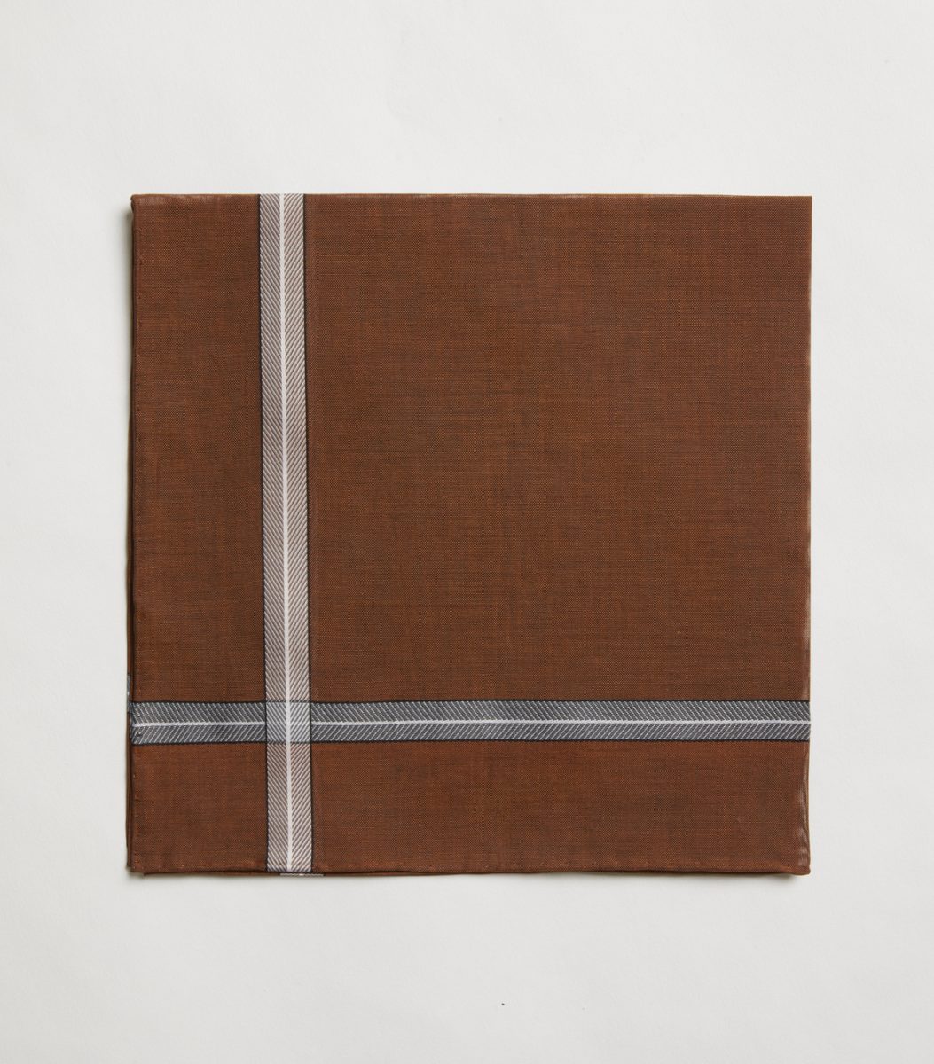 Rust Cotton Chevron Jacquard Pocket Square Huntsman